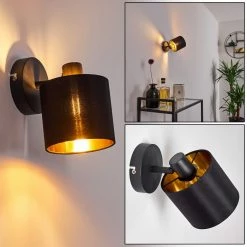 Hofstein Alsen Wandleuchte Schwarz, 1-flammig