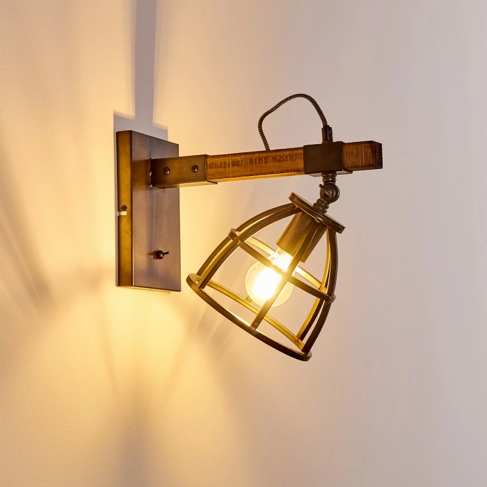 Hofstein Haervej Wandleuchte Schwarz, Holz dunkel, 1-flammig – Bild 8