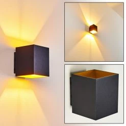 Hofstein Laforsen Wandleuchte Schwarz, Gold, 1-flammig