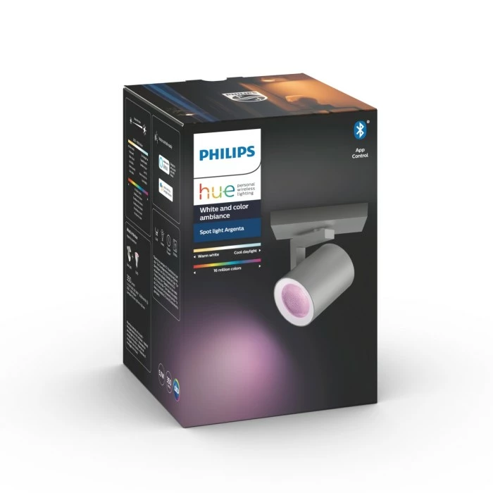 Philips Leuchten Philips Hue Ambiance White & Color Argenta Wand-/Deckenspot Erweiterung Silber, 1-flammig, Farbwechsler – Bild 2