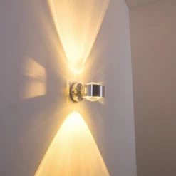 Hofstein Sapri Wandleuchte Chrom geb&uuml;rstet, 1-flammig